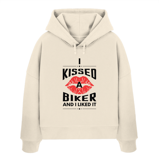 I Kissed a Biker - Womens Organic Boxcut Hoodie